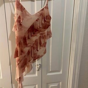 Pink Ruffled Asymmetrical Top